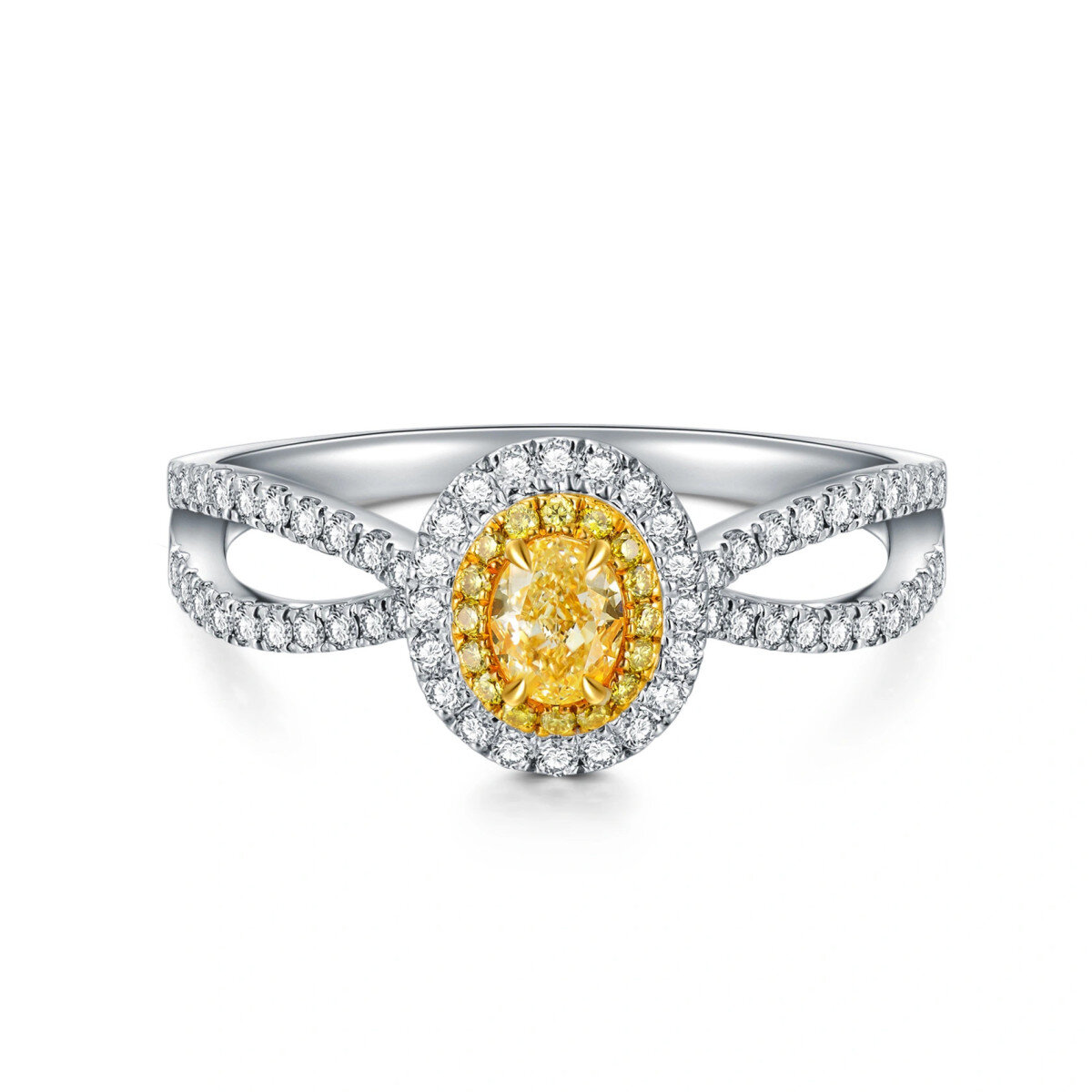 18 Karat Weißgold-Verlobungsring mit kreisförmigem Diamant-3