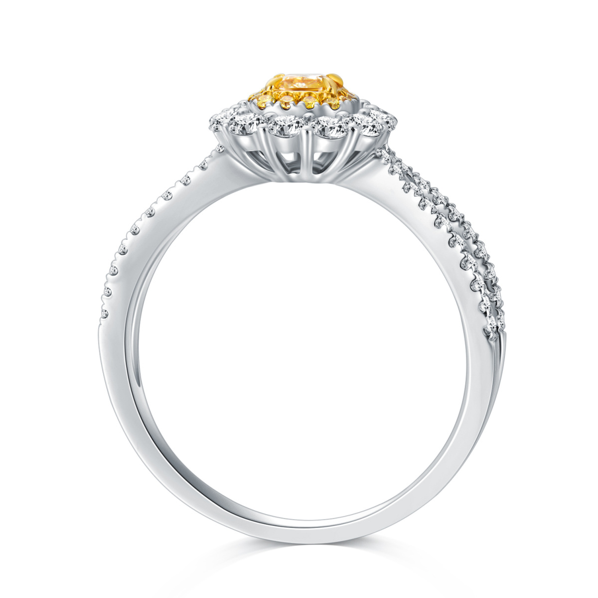 18 Karat Weißgold-Verlobungsring mit kreisförmigem Diamant-4