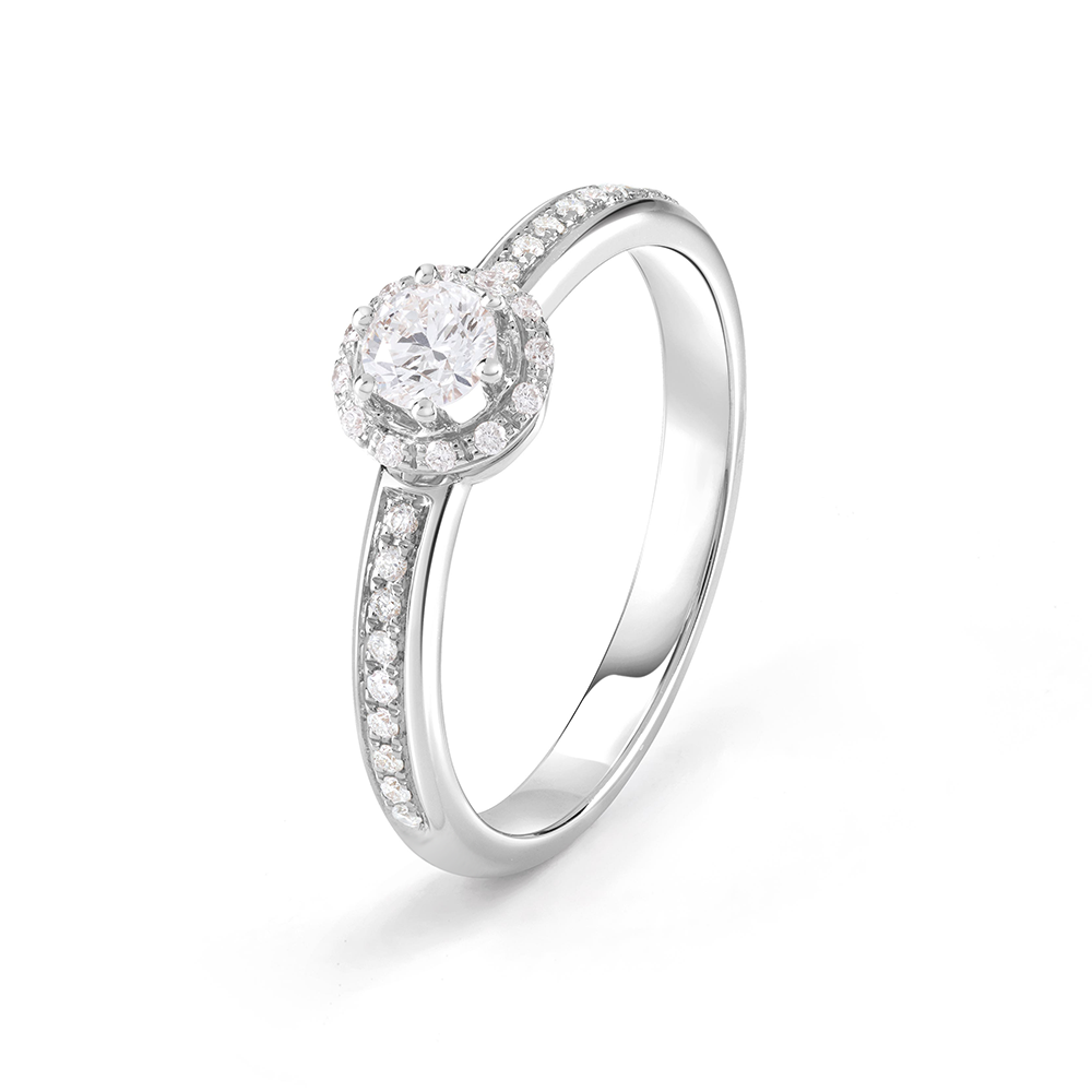 Bague de mariage en diamant de forme circulaire en or blanc 18 carats-1