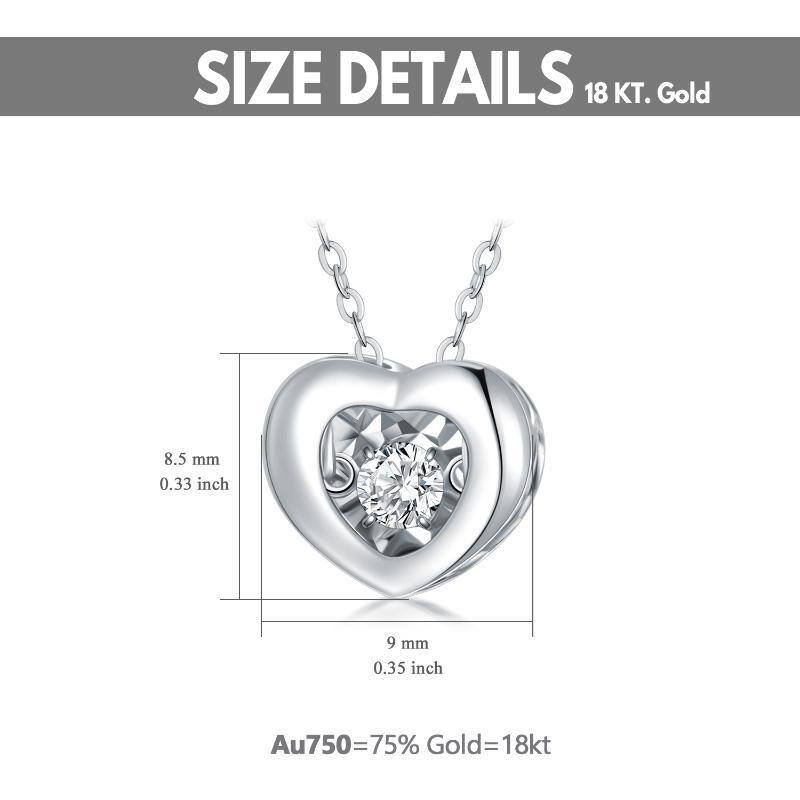 10K White Gold Circular Cubic Zirconia Heart Interlocking Pendant Necklace For Women-6