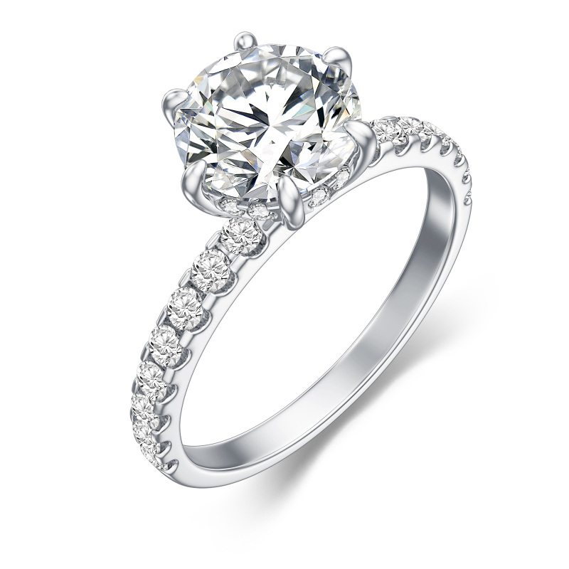 18K White Gold Round Shaped Moissanite Engagement Ring-3