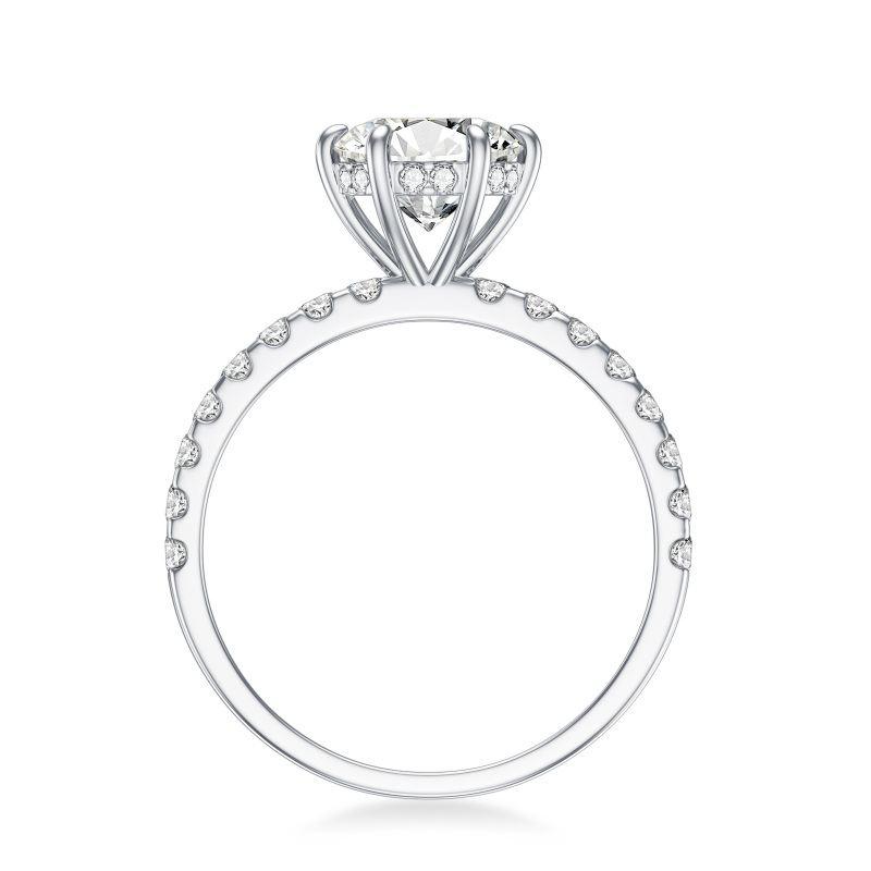 18K White Gold Round Shaped Moissanite Engagement Ring-4