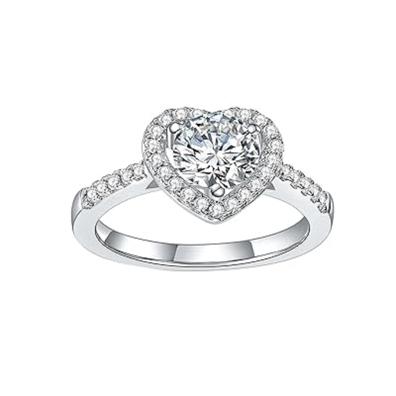 10K Rose Gold Round Shaped Moissanite Heart Engagement Ring-3