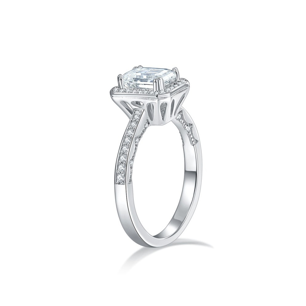 10K Gold 1.5 to 5 CT Emerald Moissanite Wedding Ring-3
