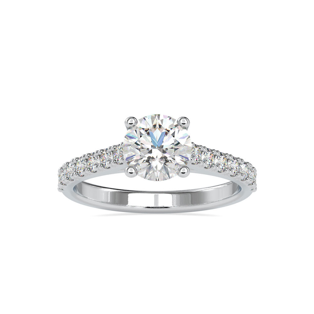 14K White Gold 1 CT Round Moissanite Wedding Ring-1