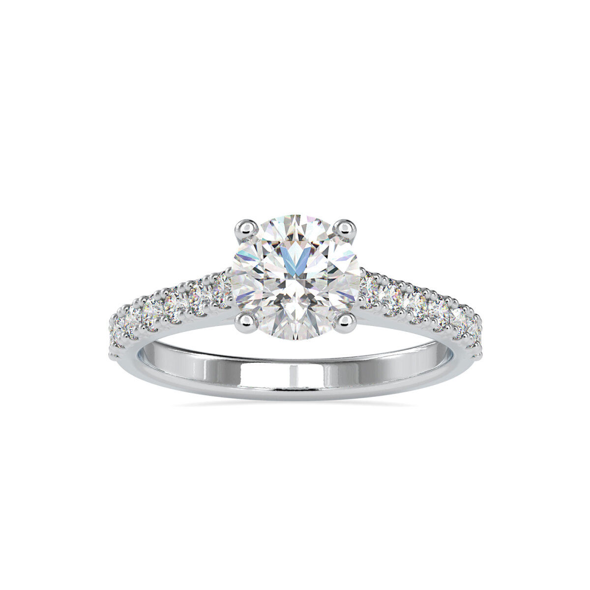 Alliance de mariage en or blanc 18 carats avec moissanite circulaire de 1 ct-1