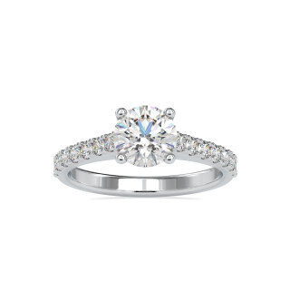 10K White Gold 1 CT Circular Moissanite Wedding Ring-16