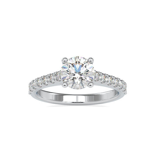 Alliance de mariage en or blanc 10 carats avec moissanite circulaire de 1 ct