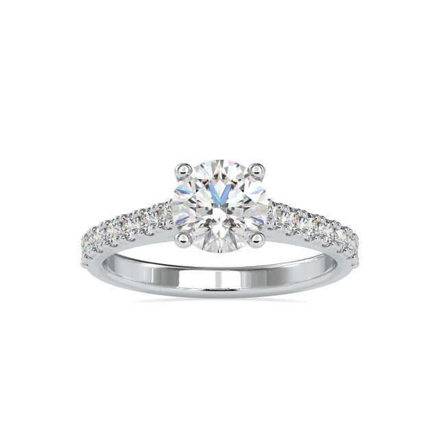 10K White Gold 1 CT Circular Moissanite Wedding Ring-1