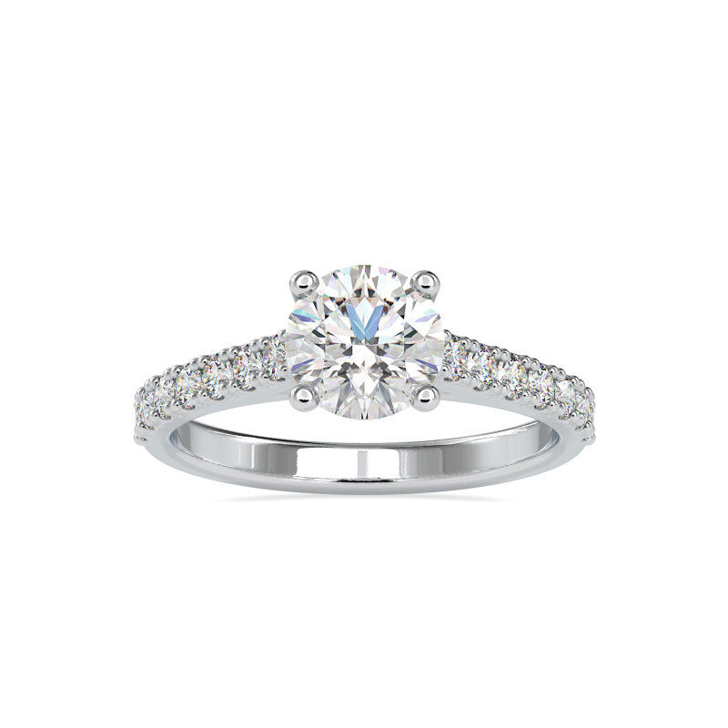 10K White Gold 1 CT Round Moissanite Wedding Ring-19