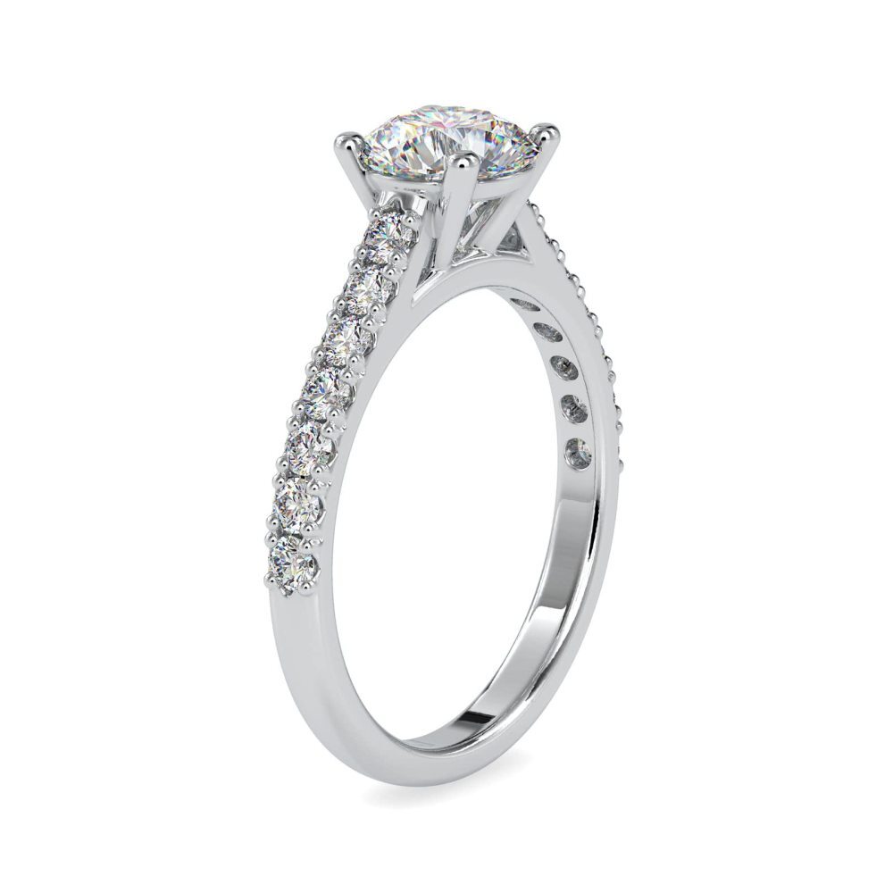 14K White Gold 1 CT Round Moissanite Wedding Ring-2