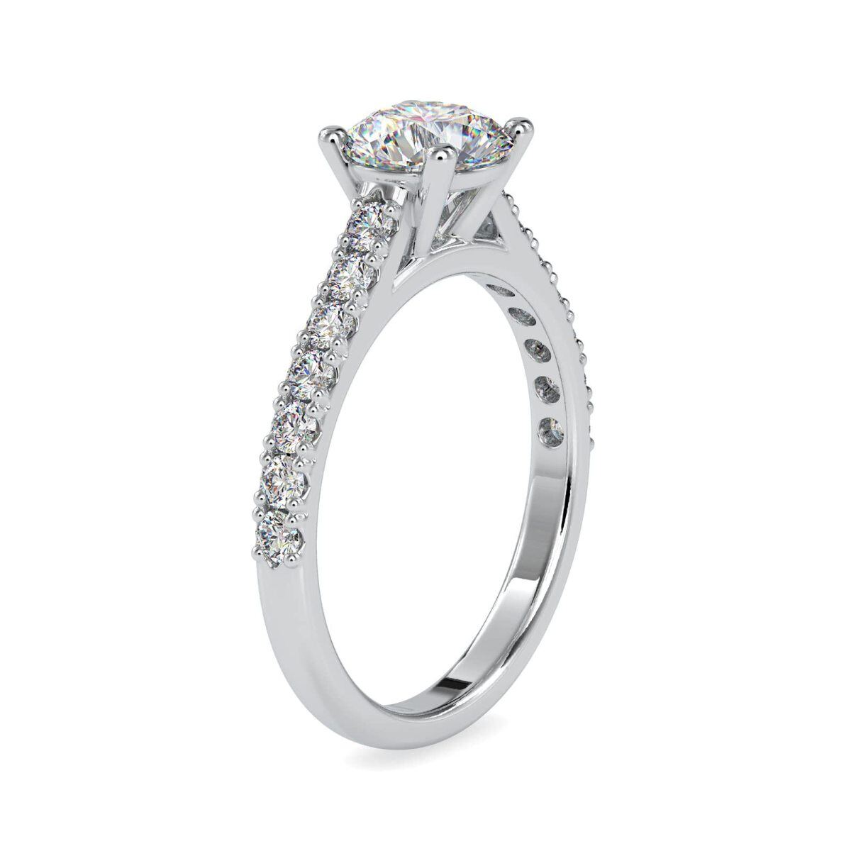 Alliance de mariage en or blanc 18 carats avec moissanite circulaire de 1 ct-2