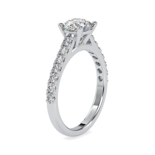 18K White Gold 1 CT Circular Moissanite Wedding Ring-2