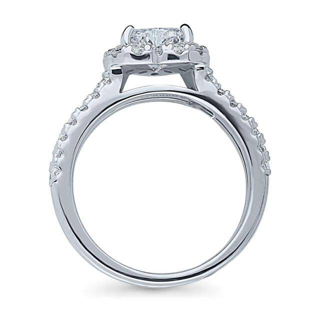 10K White Gold 3 CT Heart Moissanite Personalized Engraving Wedding Ring-2