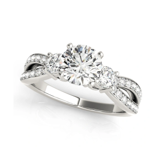 10K White Gold 1 CT Round Moissanite Personalized Engraving Engagement Ring-40