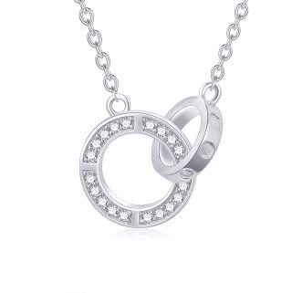 10K White Gold Diamond Ball Pendant Necklace-12