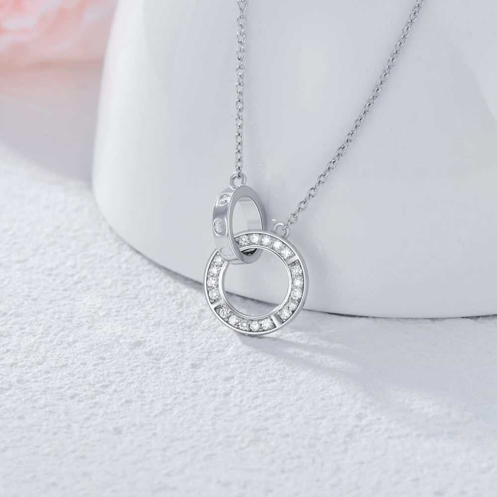 Collar con colgante de bola de diamantes en oro blanco de 10 quilates-3