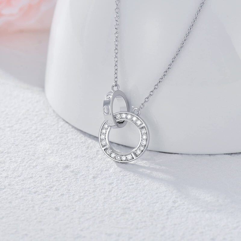 10K White Gold Diamond Ball Pendant Necklace-3