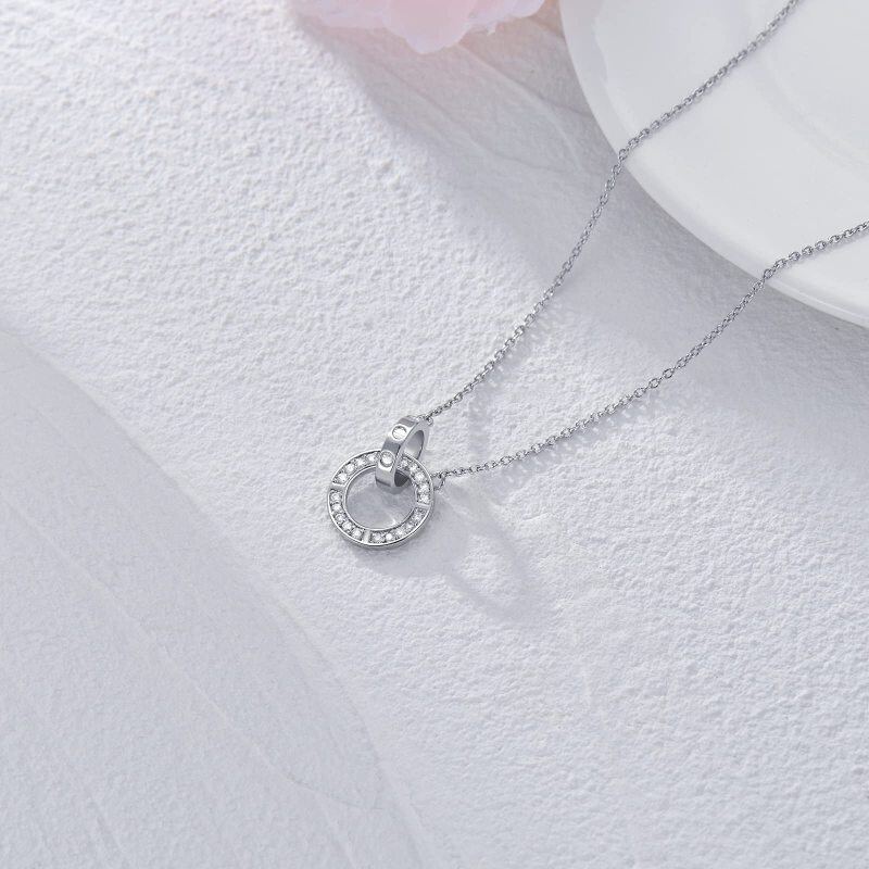 10K White Gold Diamond Ball Pendant Necklace-4