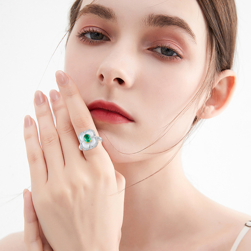 10K witgouden ring met smaragd van 1 tot 5 karaat-2