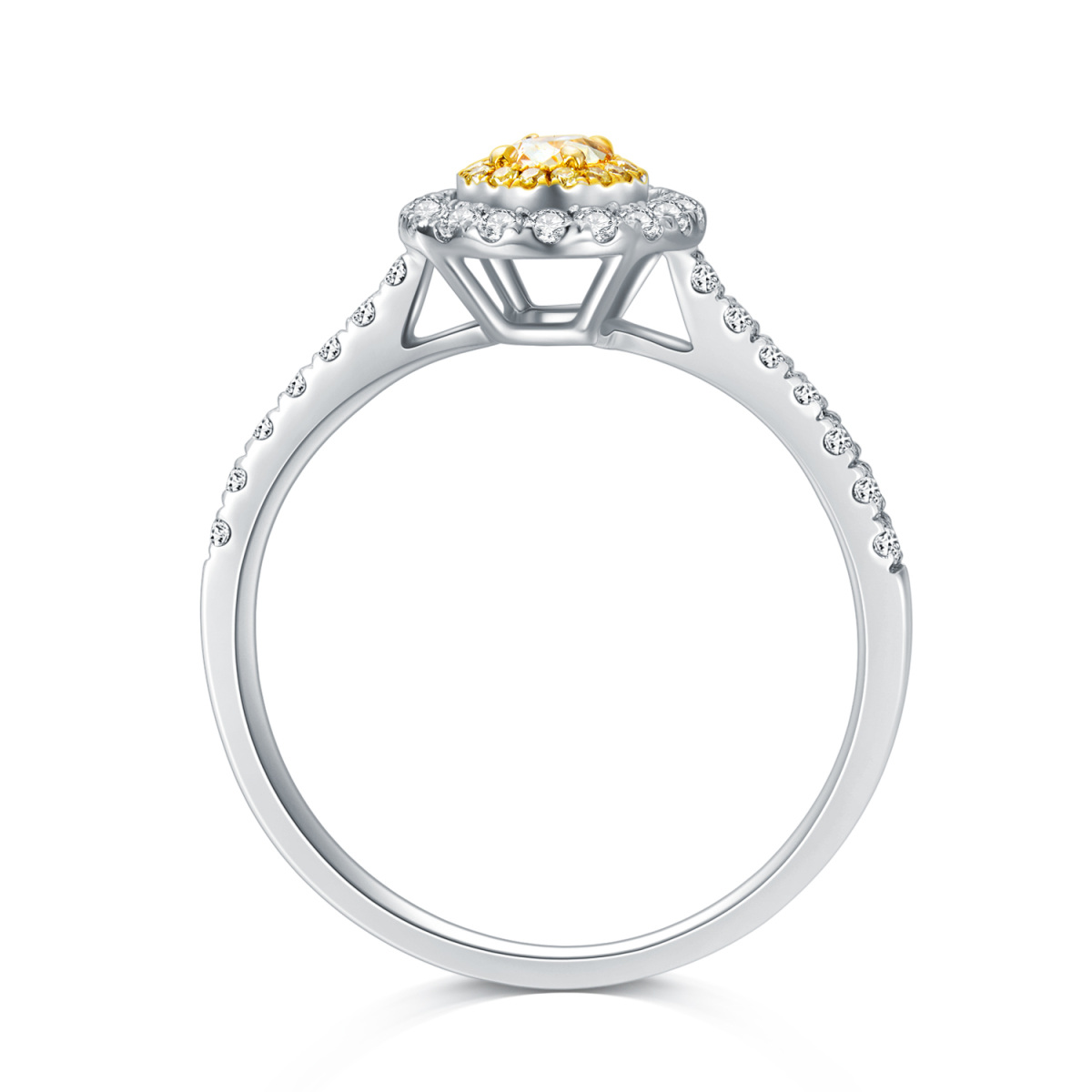 Bague de fiançailles en or blanc 18K avec diamant de forme ovale-3