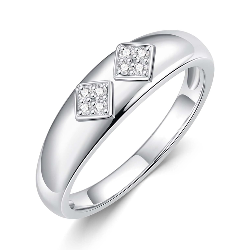 Sterling Silver Diamond Square Engagement Ring for Men-1