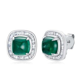 10K White Gold Emerald Couple Square Stud Earrings for Women Engagement Wedding-11