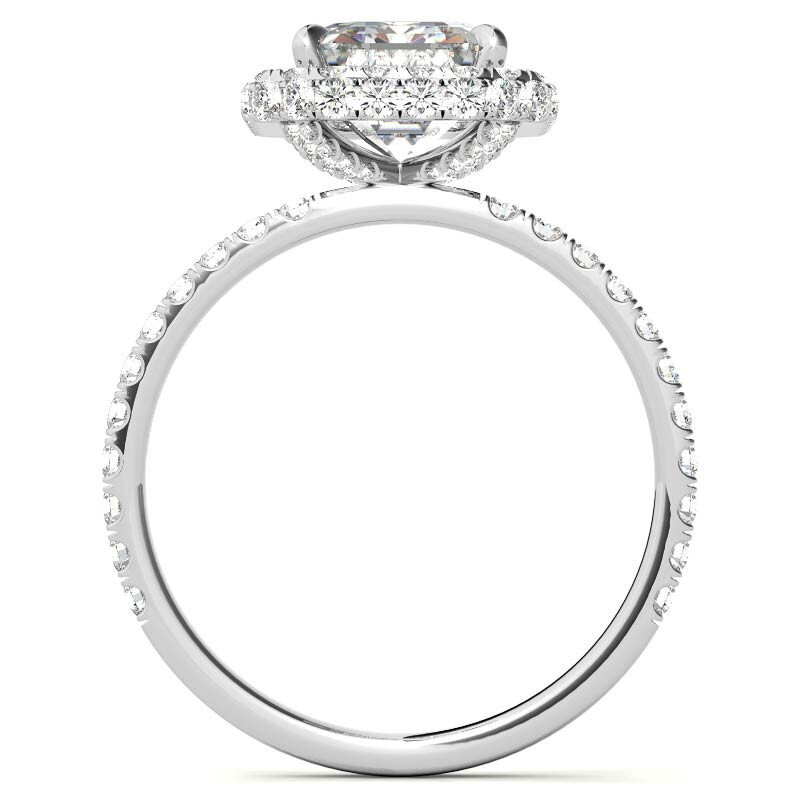 Anillo de compromiso de moissanita de talla esmeralda en oro blanco de 10 quilates-4