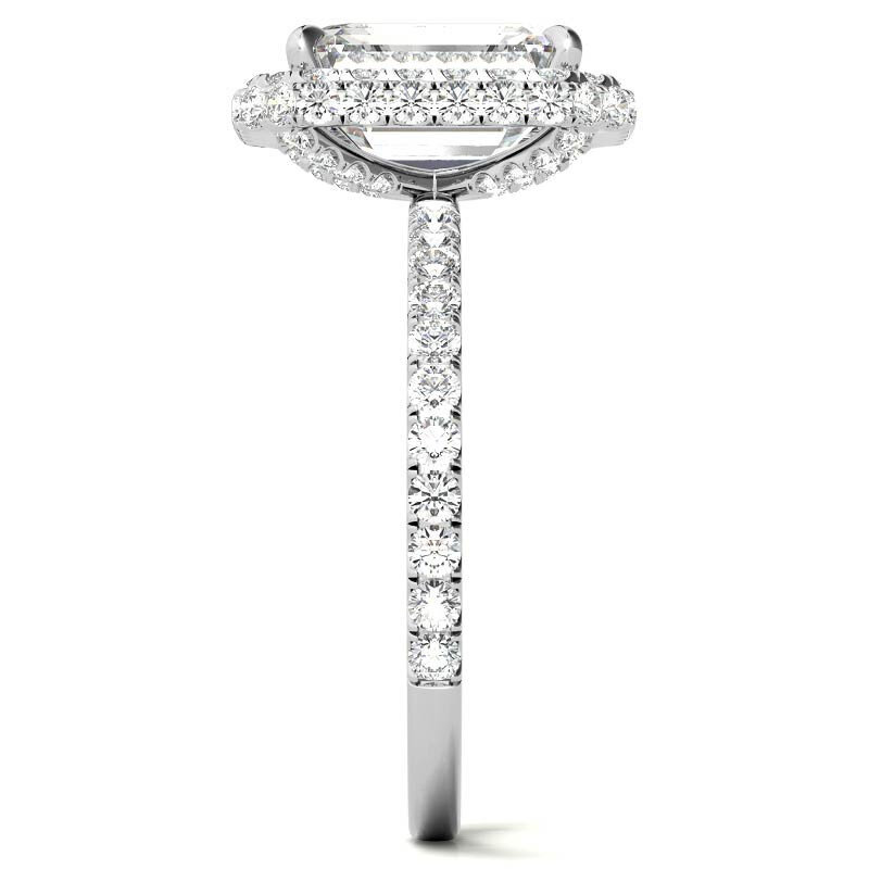 Anillo de compromiso de moissanita de talla esmeralda en oro blanco de 10 quilates-6