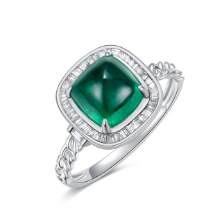 10K White Gold Emerald Engagement Ring For Couple-34