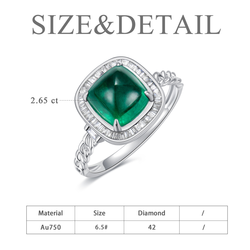 10K White Gold Emerald Engagement Ring For Couple-6