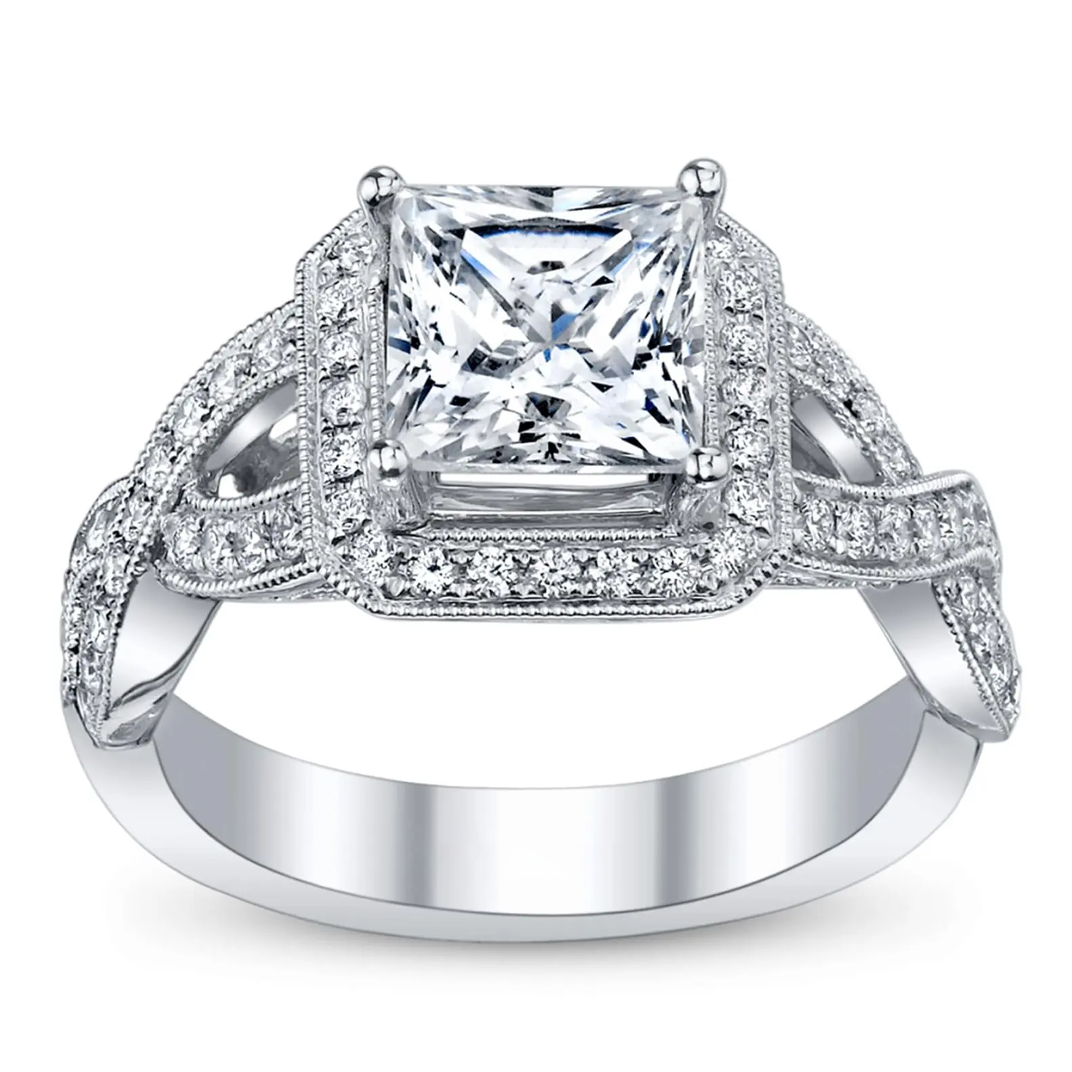 10K White Gold Halo… - image
