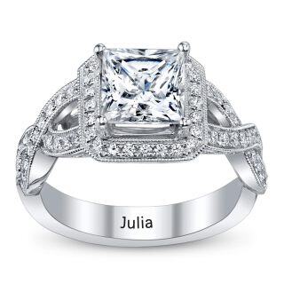 10K White Gold Halo Princess-cut Personalized Birthstone Engagement Ring Criss Cross Band-34