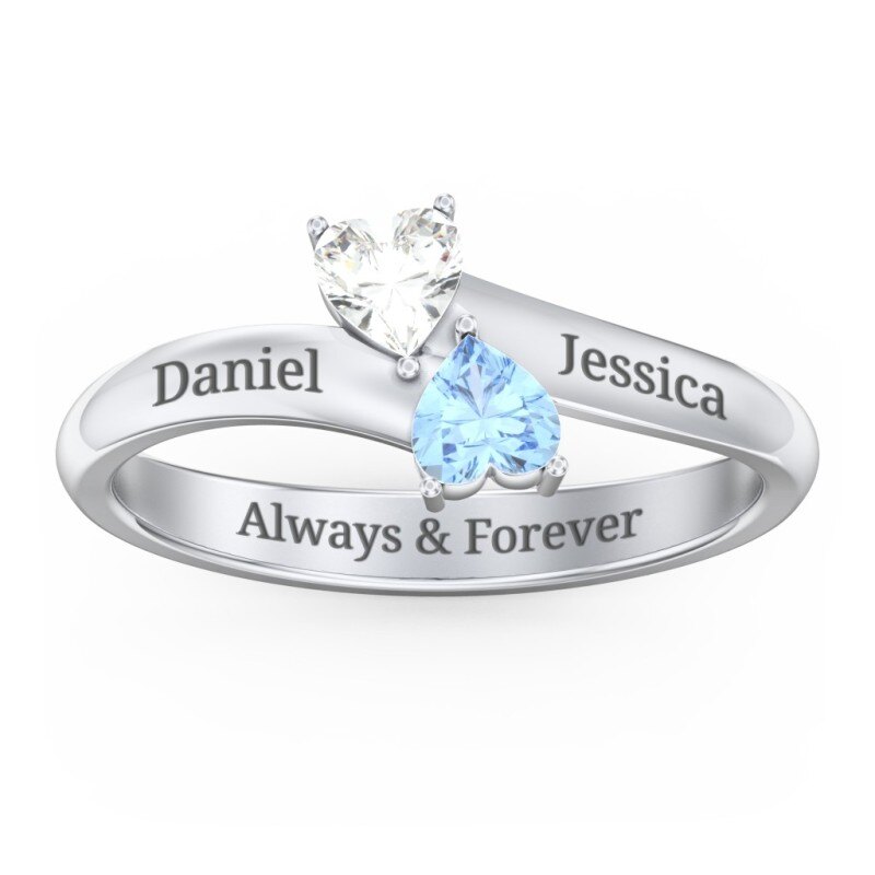 Pierścionek z kamieniem szlachetnym z 18-karatowego różowego złota z cyrkonią sześcienną w szlifie serca-3