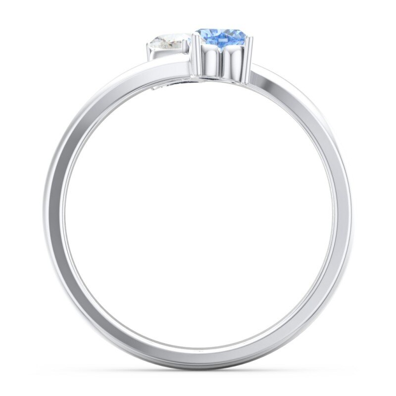 Pierścionek z kamieniem szlachetnym z 18-karatowego różowego złota z cyrkonią sześcienną w szlifie serca-5