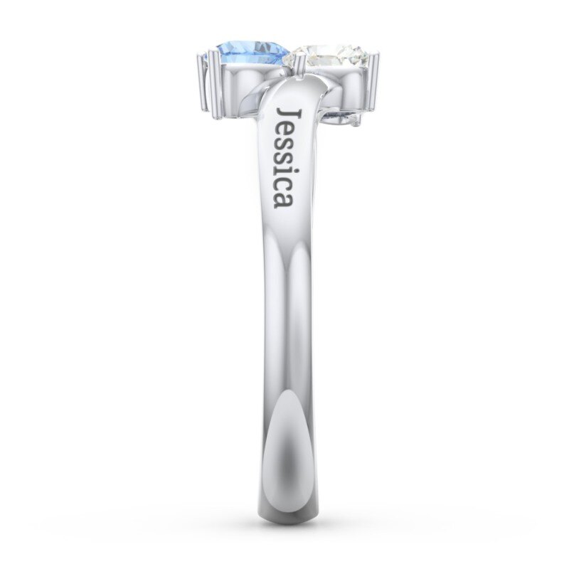 Pierścionek z kamieniem szlachetnym z 18-karatowego różowego złota z cyrkonią sześcienną w szlifie serca-6