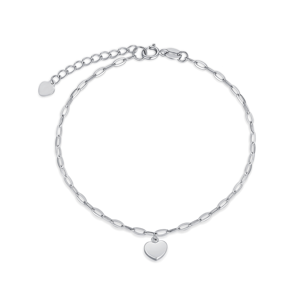 Pulseira com pingente de coração em ouro branco 10K-1