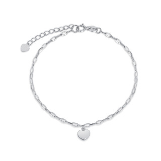 10K White Gold Heart Charm Bracelet-42