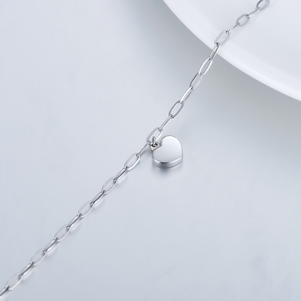 Pulseira com pingente de coração em ouro branco 10K-4