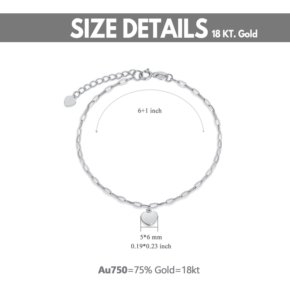 Pulseira com pingente de coração em ouro branco 10K-5