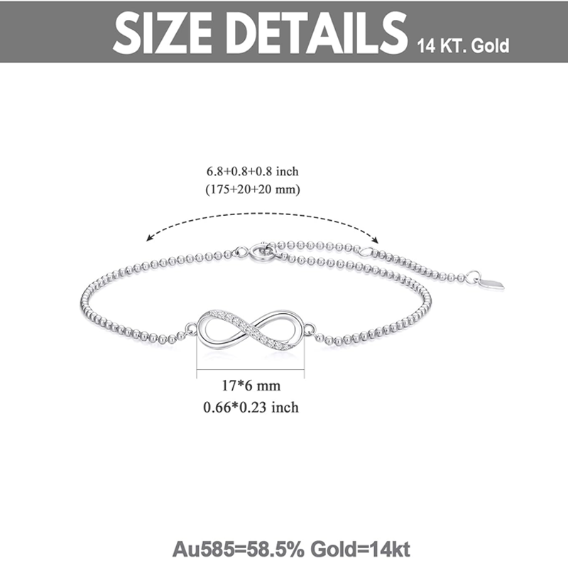 Sterling Silver Infinity Symbol Charm Bracelet for Women-4