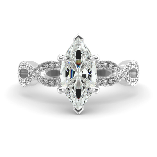 10K White Gold Infinity Vintage-Style Lab Diamond Engagement Ring