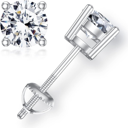 Lab Created Diamond Round Stud Earrings for Women