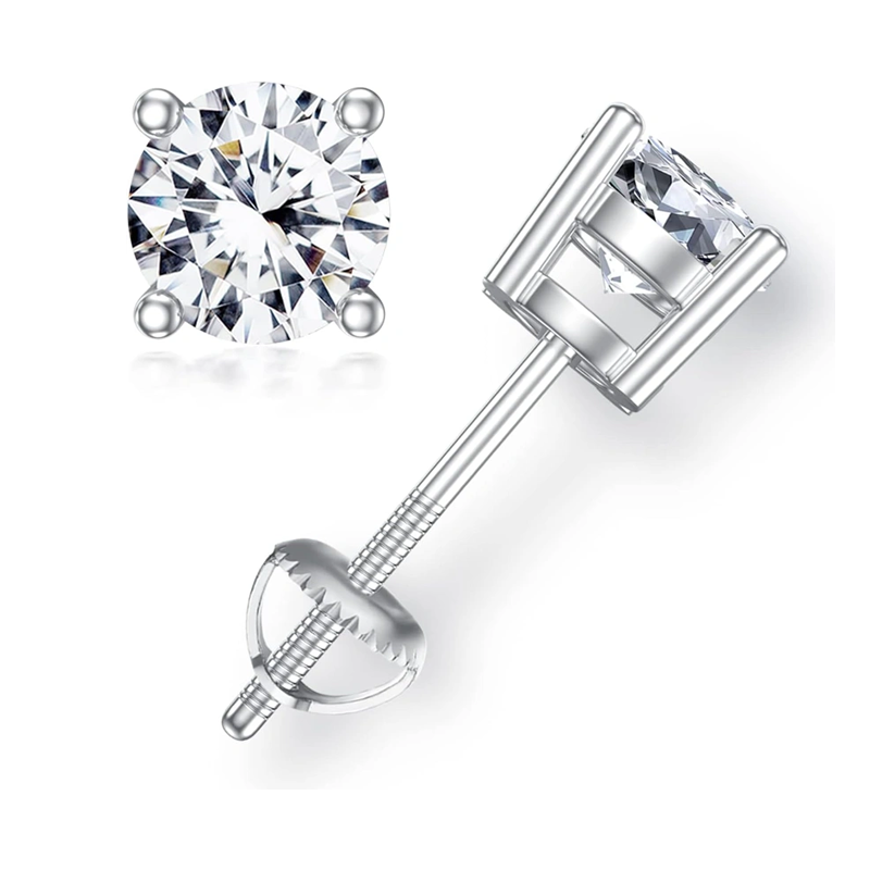 Lab Created Diamond Round Stud Earrings for Women-1