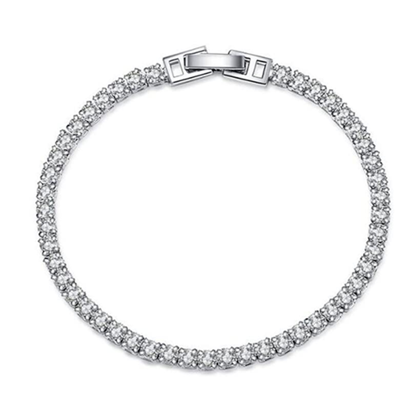 Sterling Silver Moissanite Bar Single Chain Anklet-1