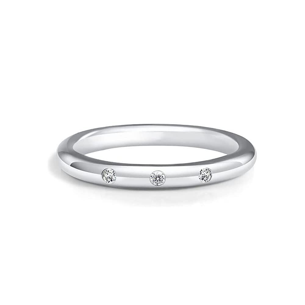 Bague de fiançailles circulaire en or blanc 18K Moissanite