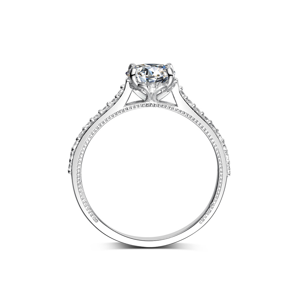 Bague de fiançailles couple en or blanc 14K Moissanite-4