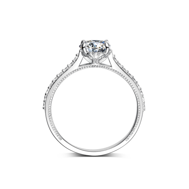 Anel de noivado de casal Moissanite em ouro branco 18K-4