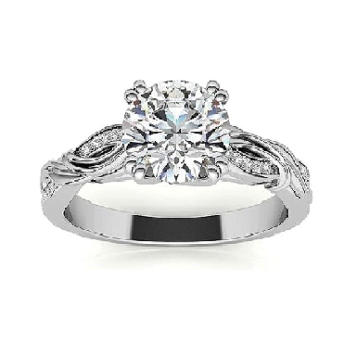 14K White Gold Moissanite Couple Engagement Ring-1