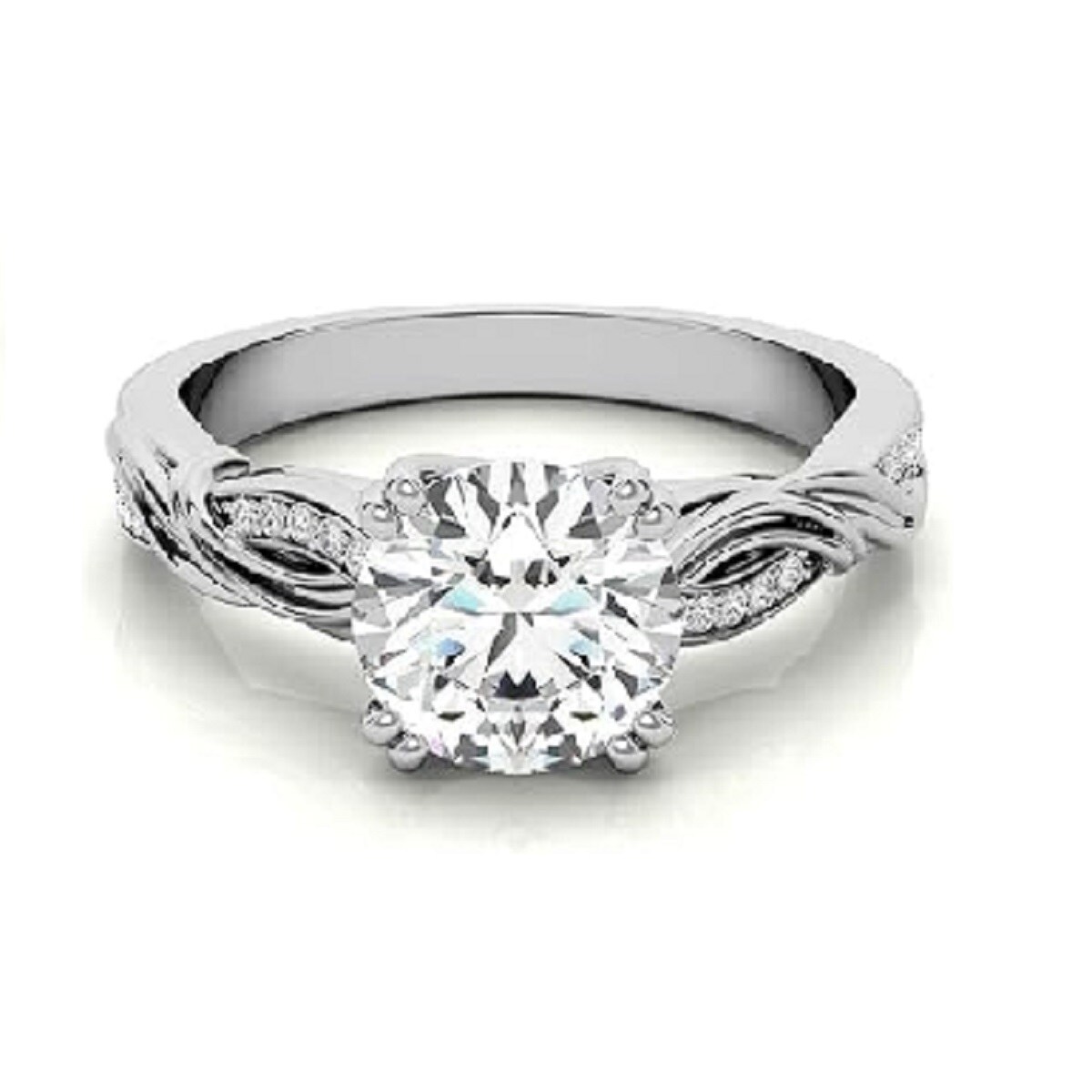 Bague de fiançailles couple moissanite en or blanc 18 carats-3